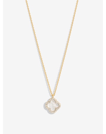 Jon Richard Gold Plated and Mother of Pearl Clover Pendant Necklace