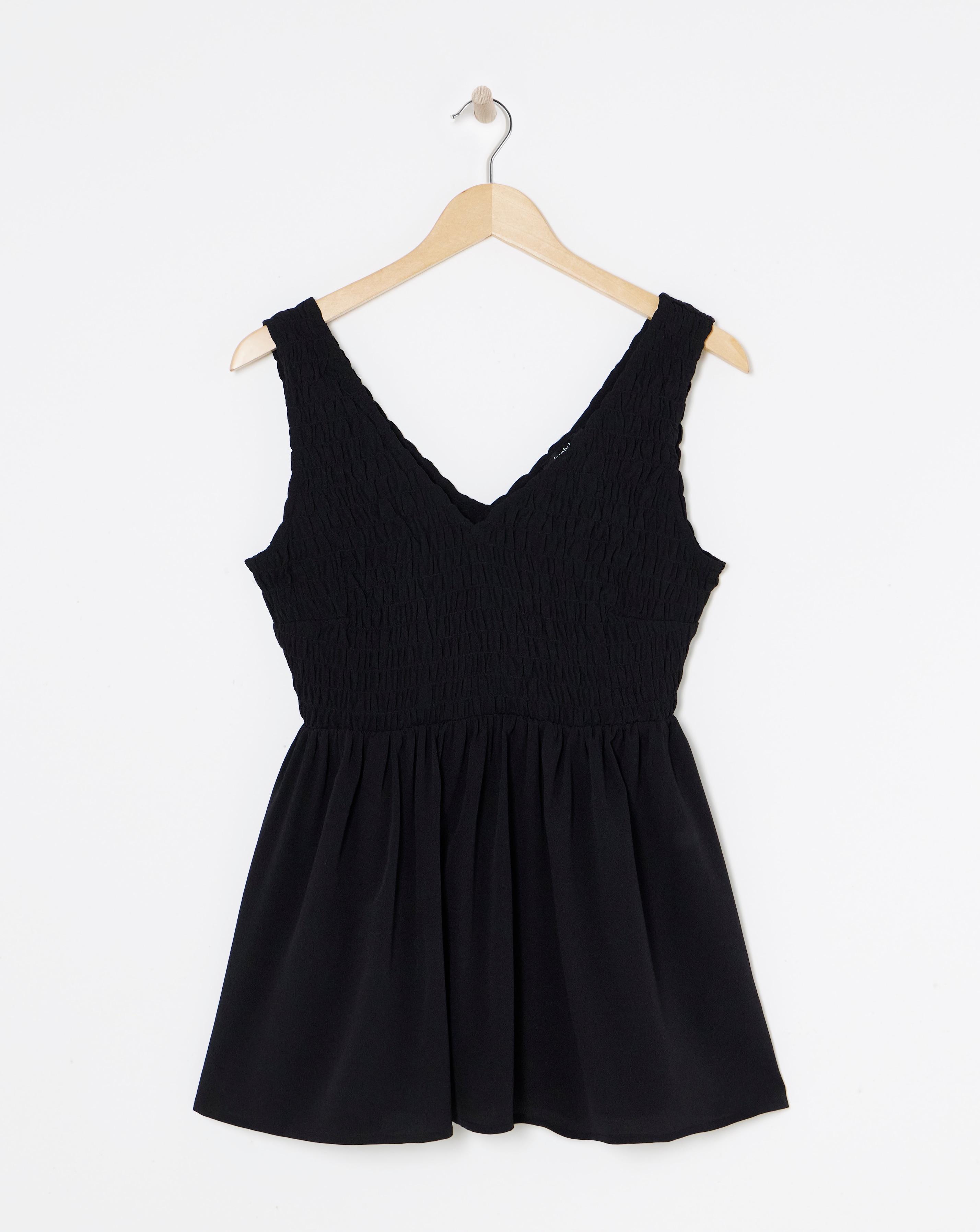 Black Shirred Peplum Vest