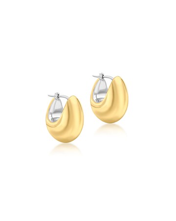 9ct 2-Tone Gold Electroform Hoop Earrings