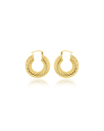 9ct Yellow Gold Thick Twist  Hoop Earrings