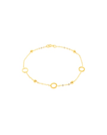 9ct Yellow Gold Circle with Bead Bracelet