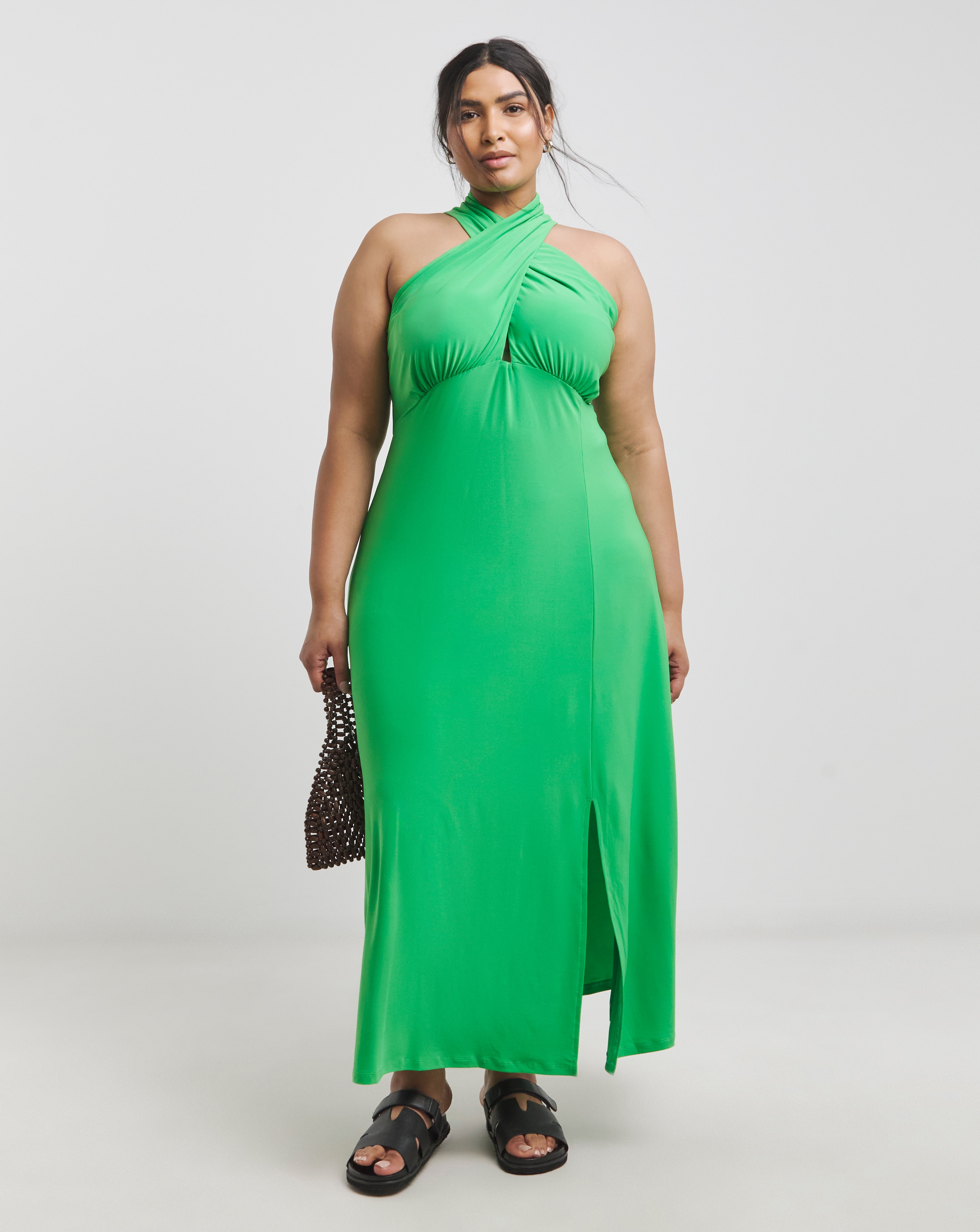 Green Halterneck Maxi Dress