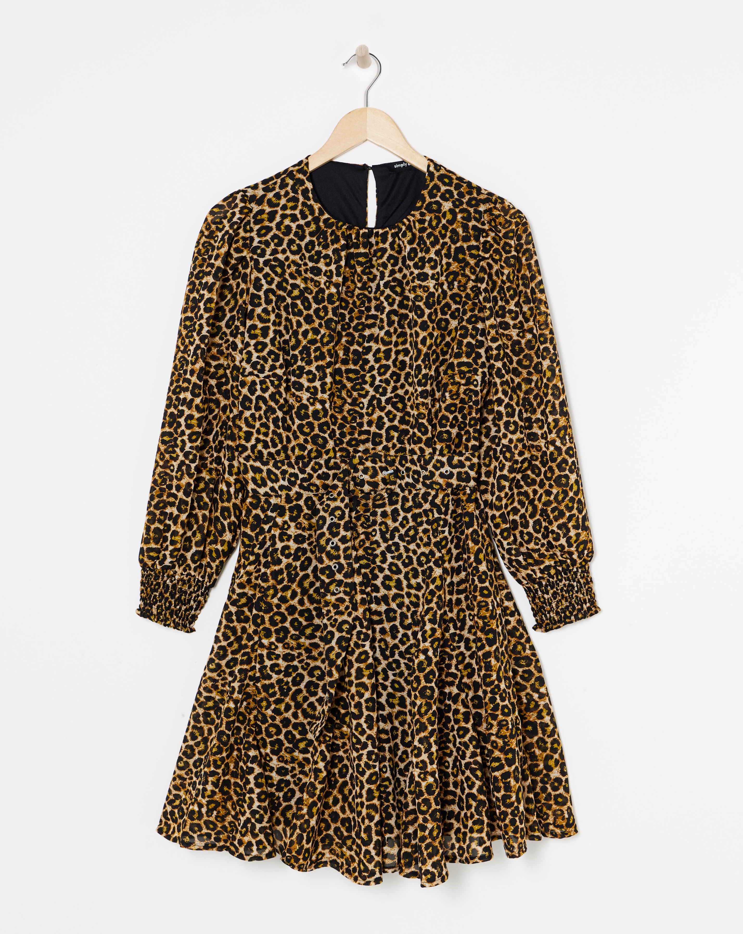 Leopard Print Georgette Belted Skater