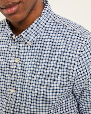 FatFace Oxford Gingham Long Sleeve Shirt (Regular & Tall) - Navy
