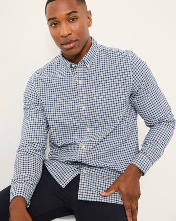 FatFace Oxford Gingham Long Sleeve Shirt (Regular & Tall) - Navy