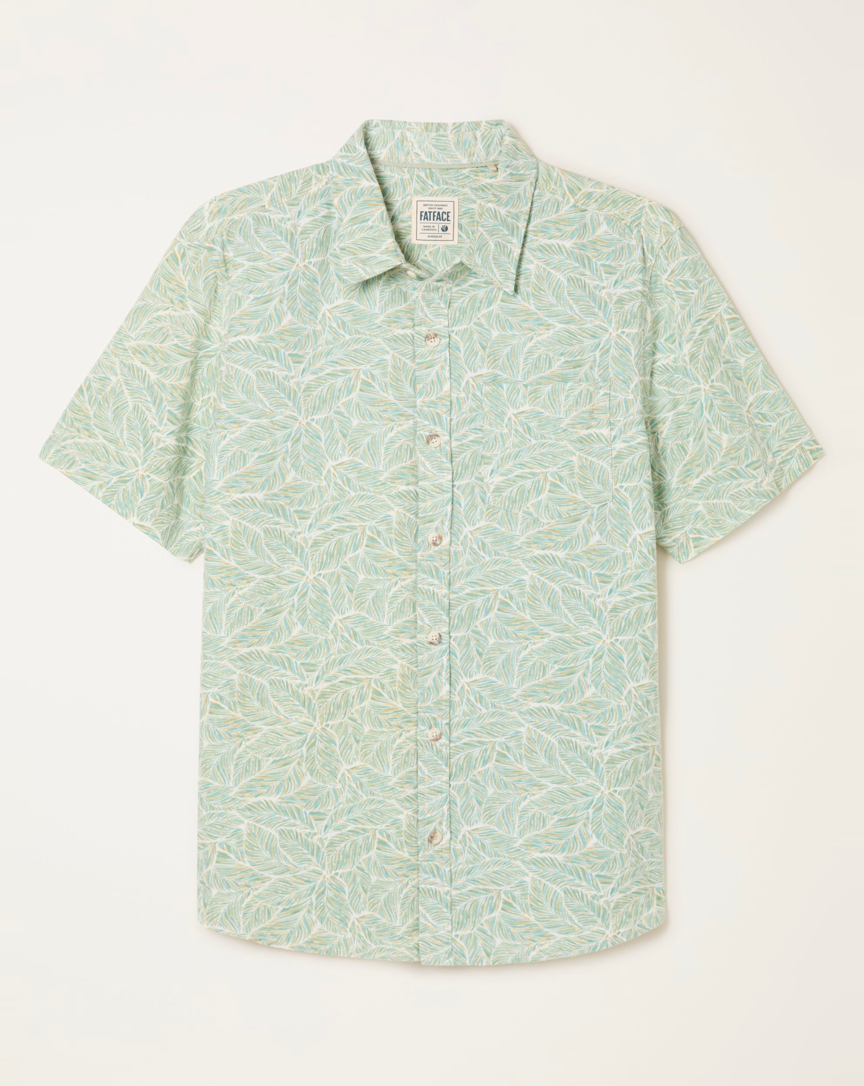 FatFace Leaf Print Shirt - Mint Green
