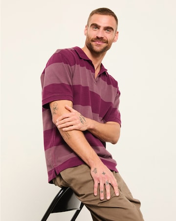 FatFace Ashton SS Stripe Polo (Regular & Tall) - Purple