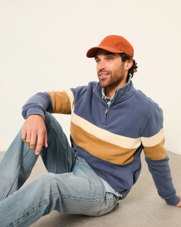 FatFace Brooke Half Neck Colour Block Sweatshirt (Regular & Tall) - Denim Blue