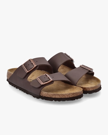 Birkenstock Arizona Birko-Flor Dark Brown Two Bar Mules Narrow Width