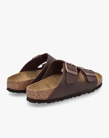 Birkenstock Arizona Birko-Flor Dark Brown Two Bar Mules Narrow Width