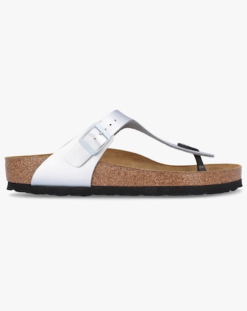 Birkenstock Gizeh Birko Flor Silver Toe Post Sandals Standard Fit