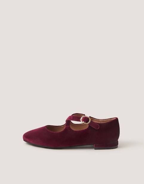 New In - Monsoon Dana Velvet Mary Jane Flats