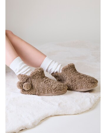 totes Womens Textured Faux Fur Boot Slippers