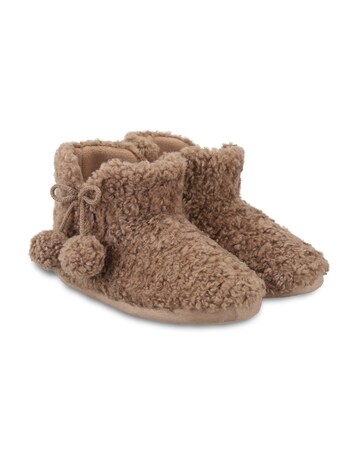 totes Womens Textured Faux Fur Boot Slippers
