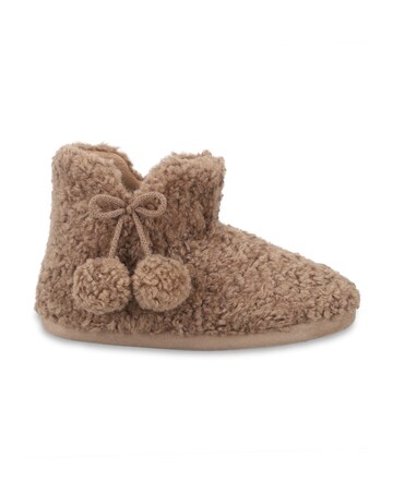 totes Womens Textured Faux Fur Boot Slippers