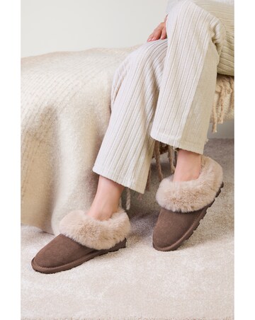 totes Isotoner Womens Suede Boot Slipper with Faux Fur Cuff