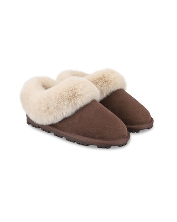 totes Isotoner Womens Suede Boot Slipper with Faux Fur Cuff