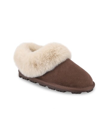 totes Isotoner Womens Suede Boot Slipper with Faux Fur Cuff