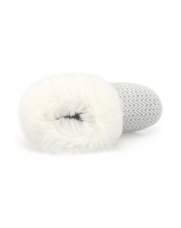 totes Womens Patterned Knit Boot Slippers with Faux Fur Cuff