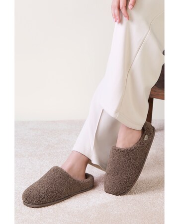 totes Isotoner Womens Borg Swept Back Mule Slippers