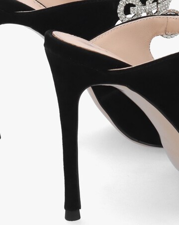 Daniel Studio Mary Black Suede Embellished Heeled Mule Court Shoes Standard Fit