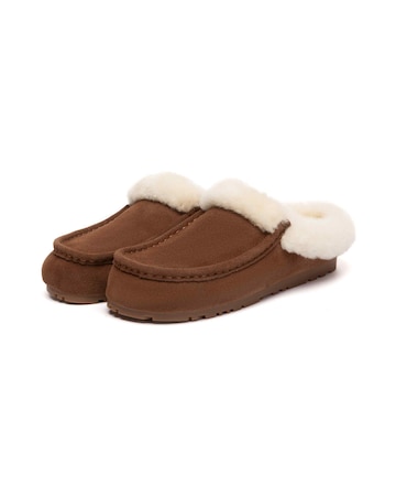 EVERAU Creago Moccasin Slippers in Chocolate