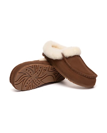 EVERAU Creago Moccasin Slippers in Chocolate