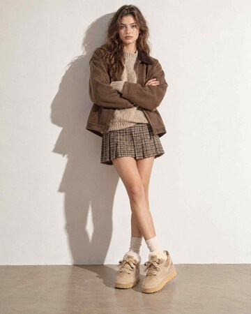 EVERAU Marbled Lace up Platform Boots in Sand