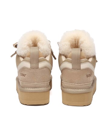 EVERAU Marbled Lace up Platform Boots in Sand