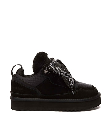 EVERAU Marbled Lace up Platform Boots in Black