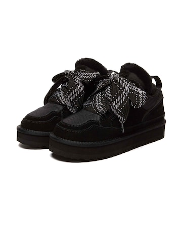 EVERAU Marbled Lace up Platform Boots in Black