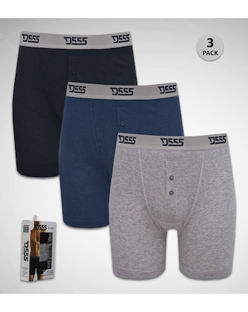 D555 Big & Tall Driver-1 Pack of 3 Cotton Boxer Short - (Black/Grey/Navy)
