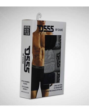 D555 Big & Tall Driver-1 Pack of 3 Cotton Boxer Short - (Black/Grey/Navy)