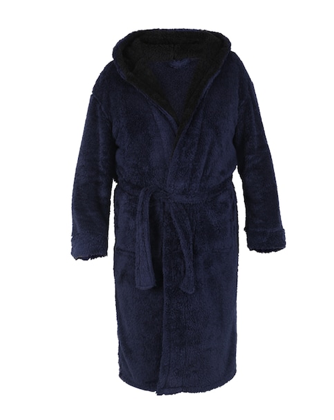 D555 Big & Tall Newquay-2 Super Soft Dressing Gown with Hood - Navy