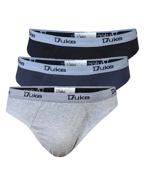 D555 Big & Tall Brief Pack of 3 Cotton Brief - (Black/Grey/Navy)