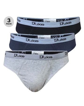 D555 Big & Tall Brief Pack of 3 Cotton Brief - (Black/Grey/Navy)