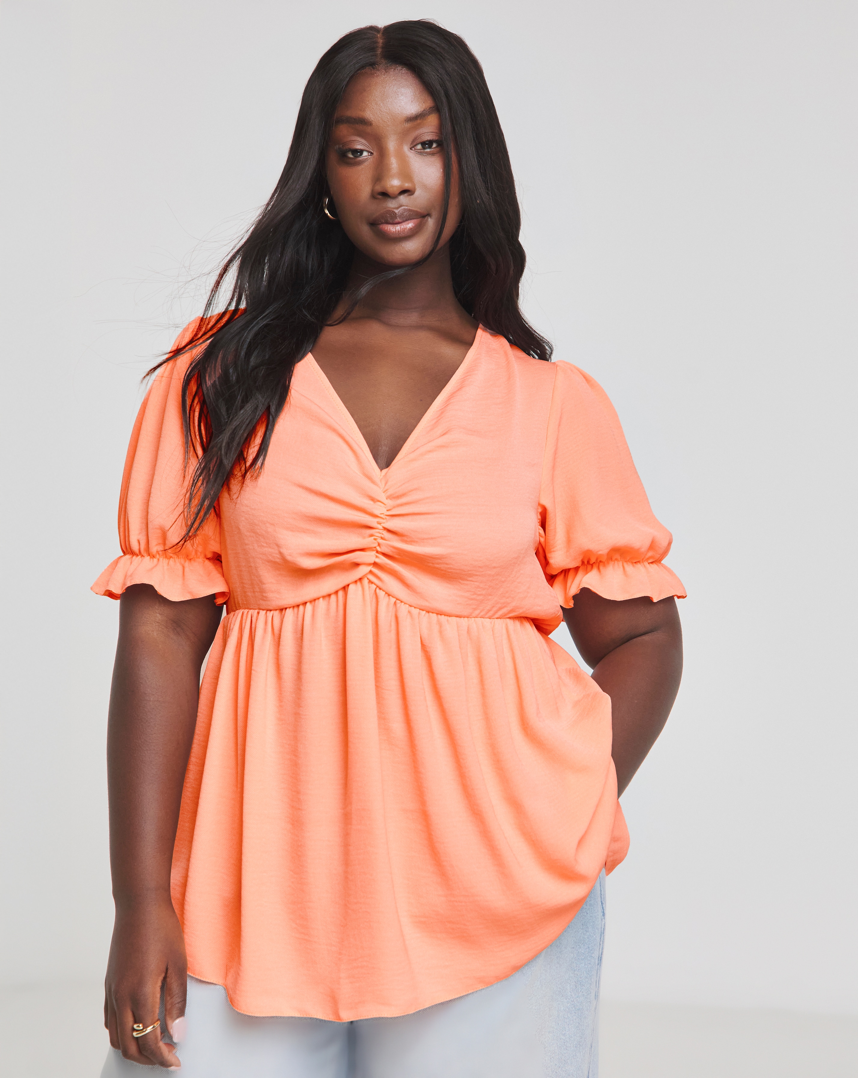 Ruched Front Short Sleeve Top