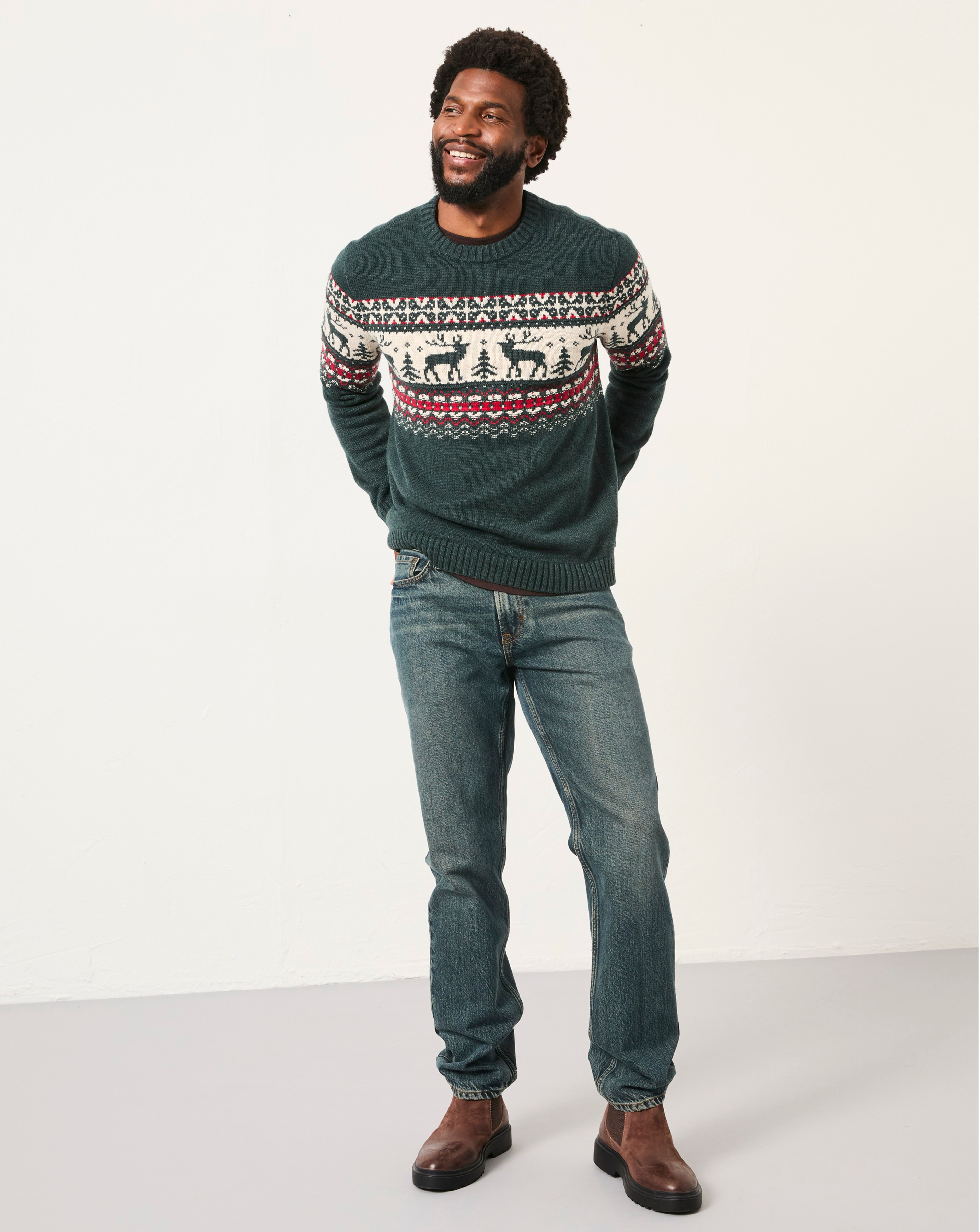 New In - FatFace Reindeer Christmas Jumper