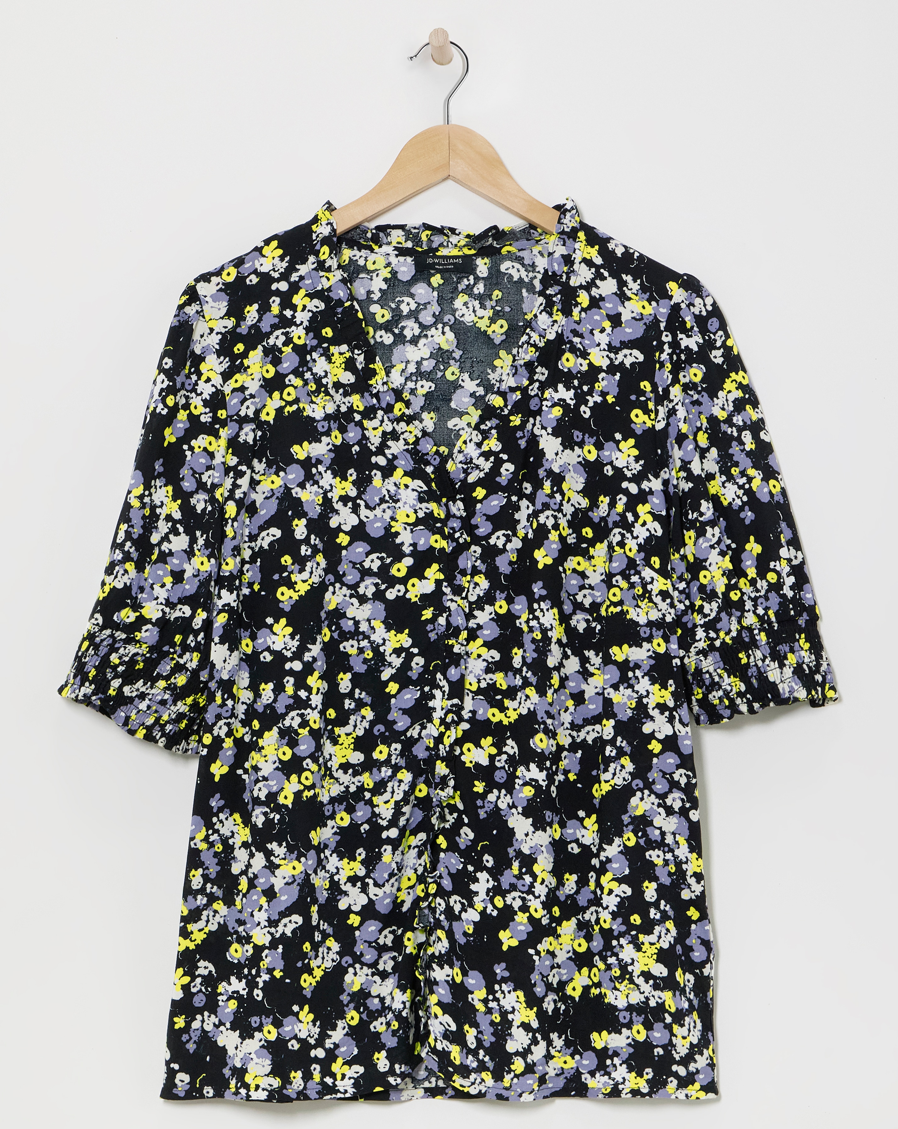 Printed Frill Trim Top