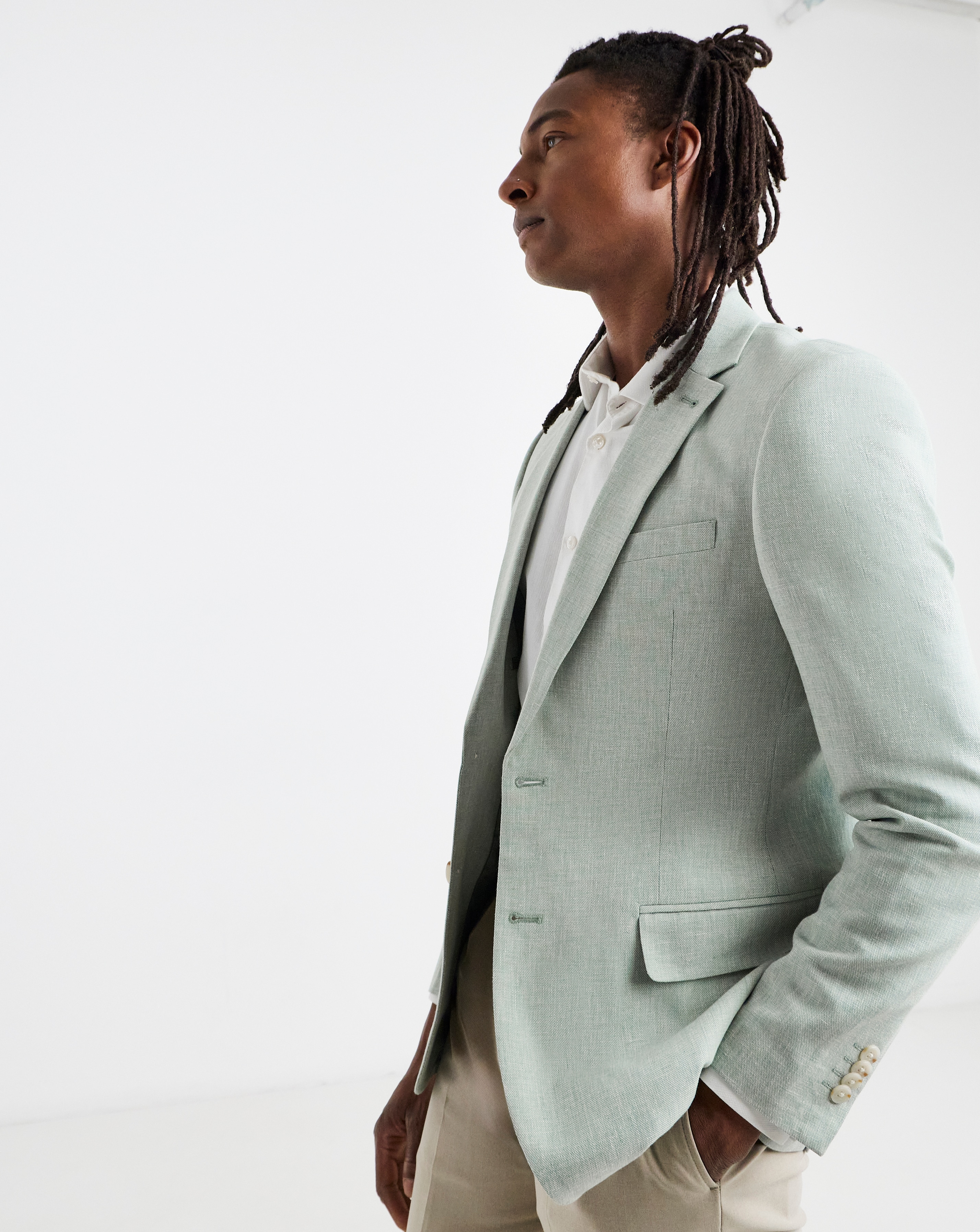 New In - Light Green Linen Blend Blazer