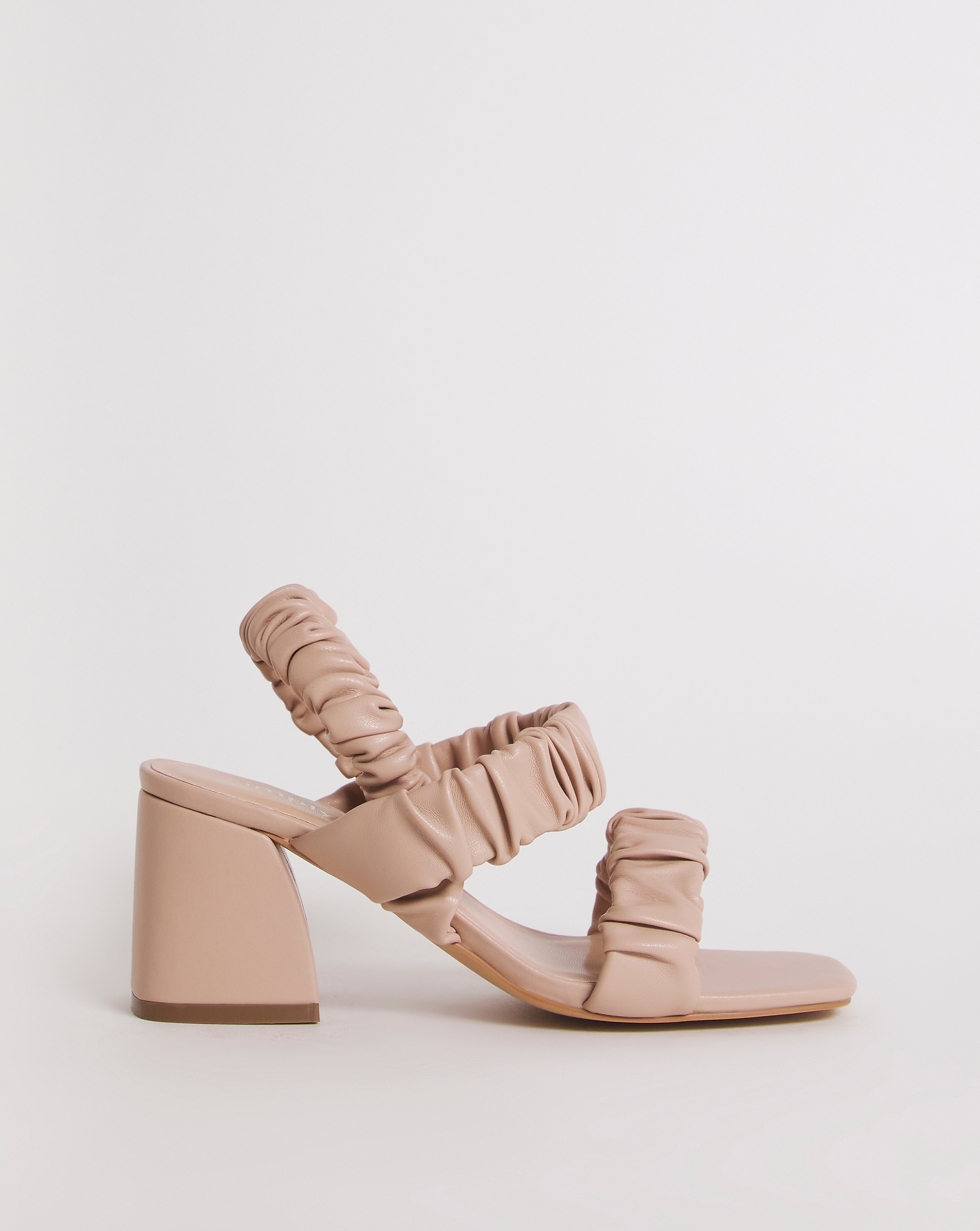 Ruched Heeled Sandals Wide
