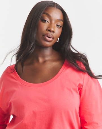 Simply Be Washed Red Scoop Neck Pure Cotton T-Shirt