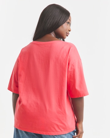 Simply Be Washed Red Scoop Neck Pure Cotton T-Shirt