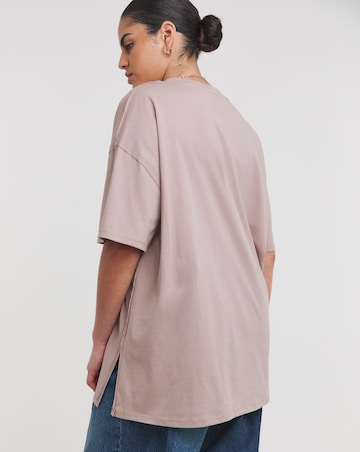 Simply Be Mocha Oversized Slouchy V Neck T-Shirt