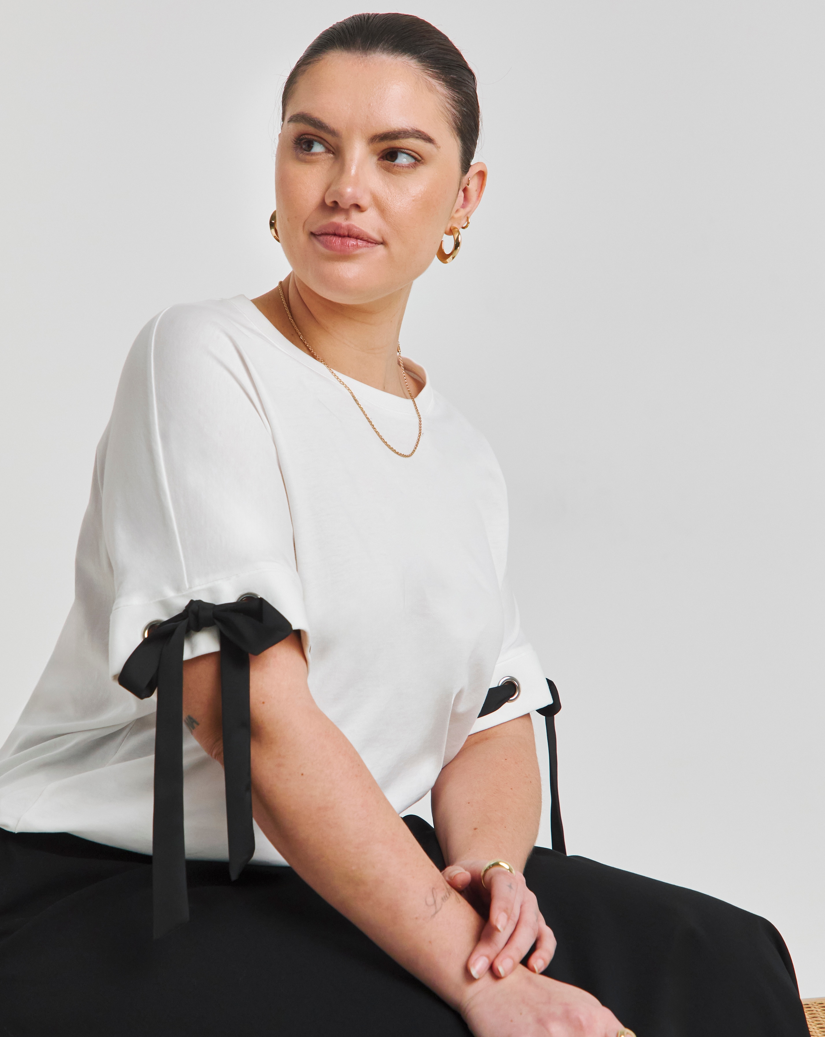 Simply Be Ribbon Trim T-Shirt