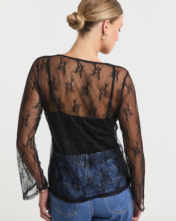 Simply Be Black Lace Tie Front Cardi