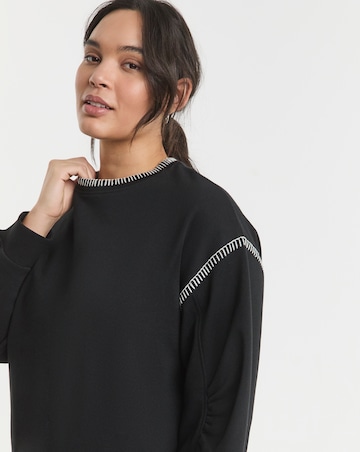 Simply Be Black Whipstitch Detail Oversized Sweatshirt