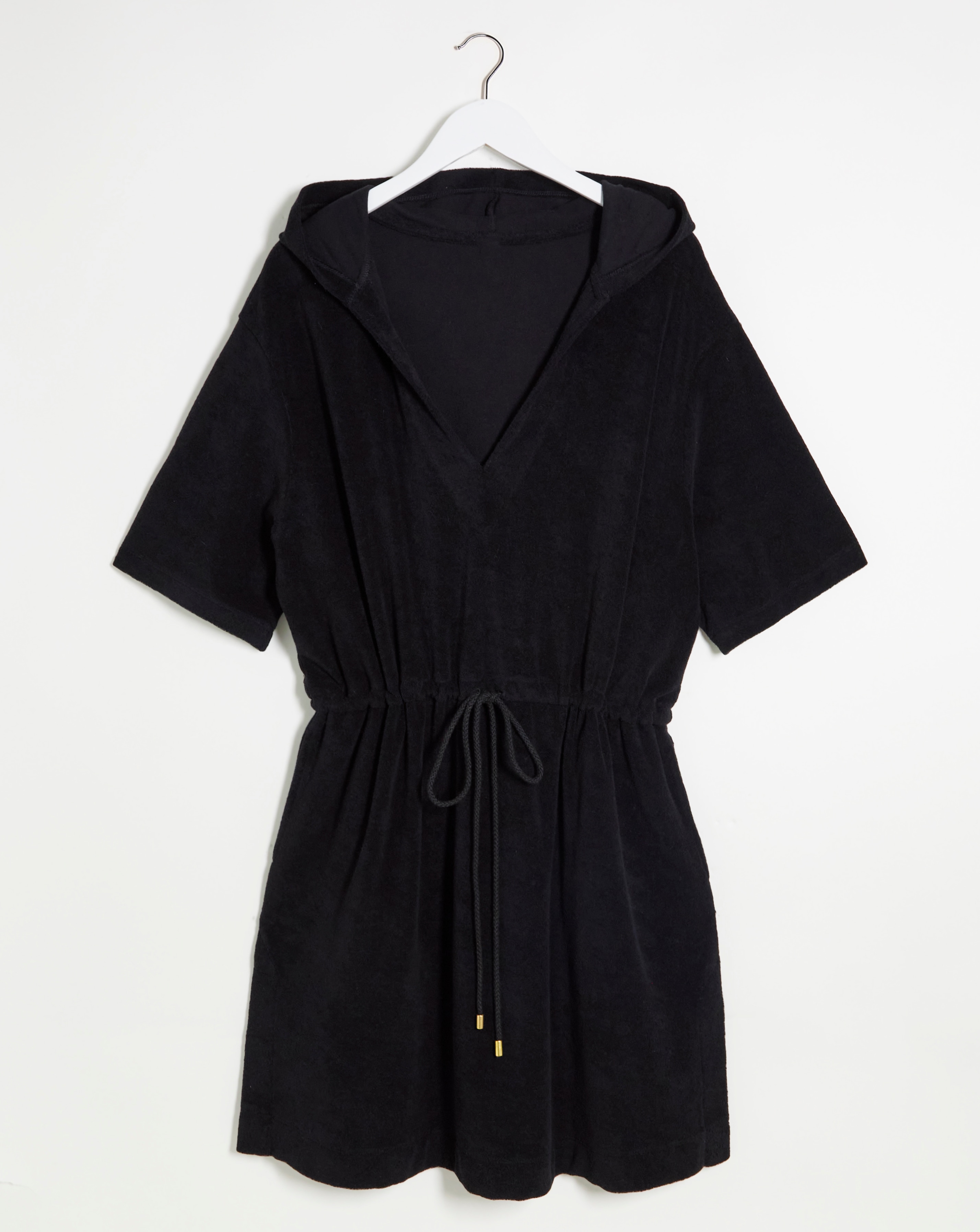 Black Cotton Towelling Poncho