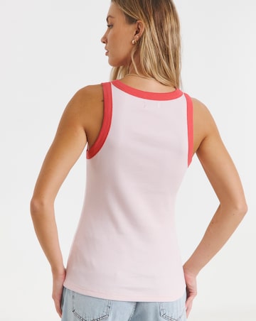 Pink Ribbed High Neck Tank