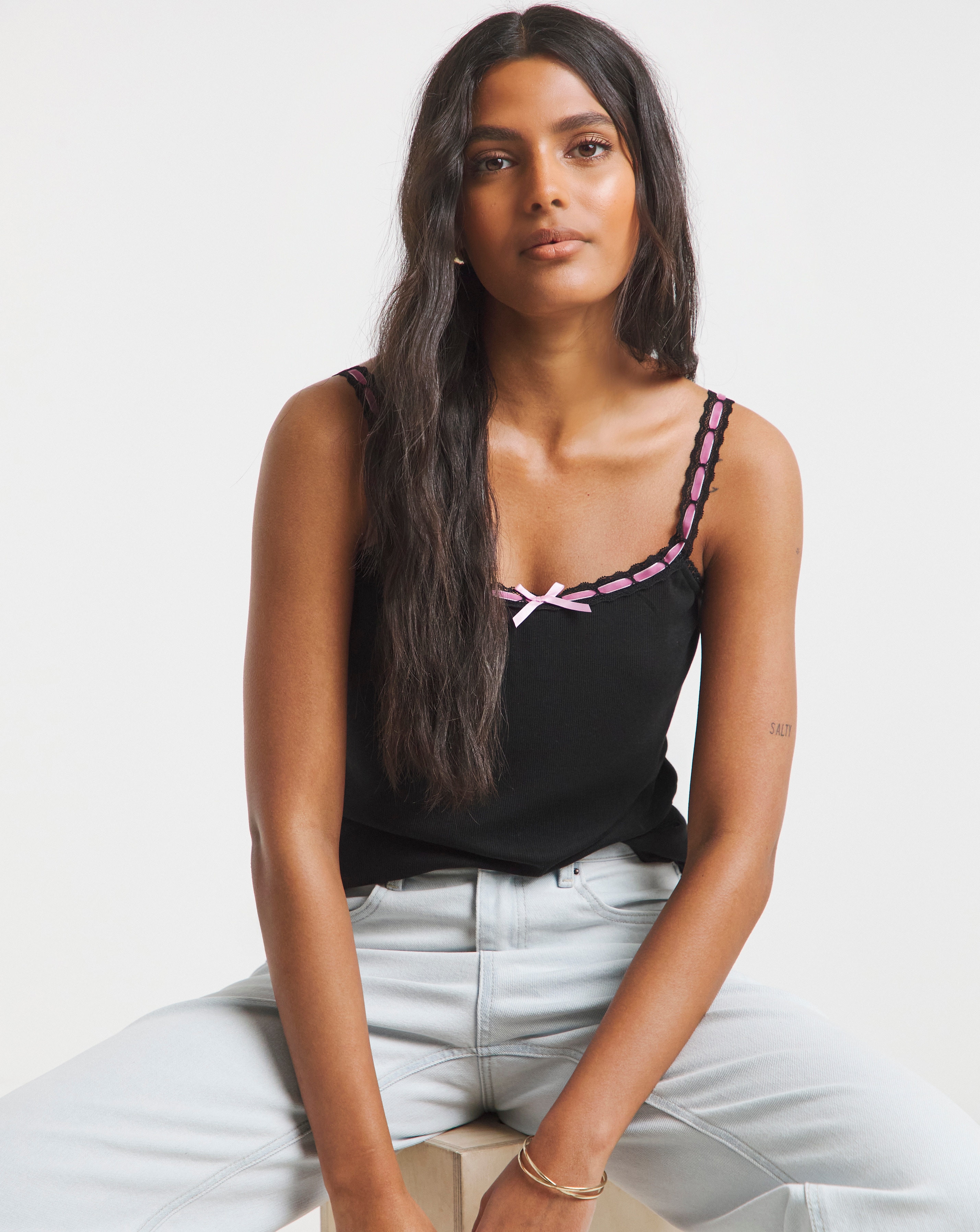 Simply Be Lace and Ribbon Trim Tank Top